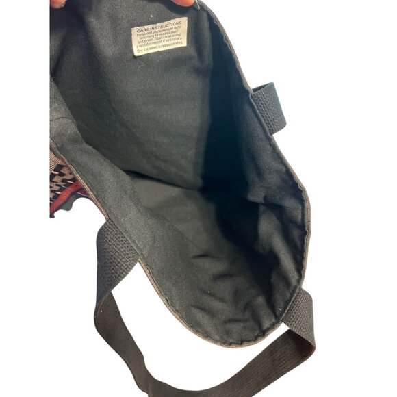 Vtg Acorn Studio Southwestern Woven Tote Bag Lined Black Double Handles Estate - Picture 6 of 6